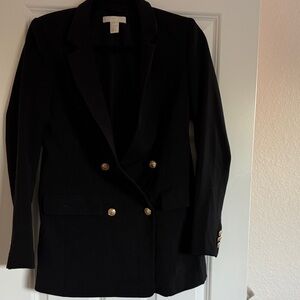 Elegant H&M Black Blazer with Gold Buttons